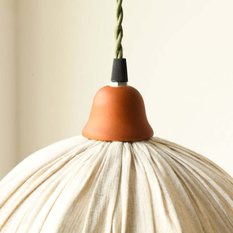 Arisha Vintage LED Minimalismo Lampada a Sospensione Tessuto Beige Ciondolo Soggiorno/Camera da Letto