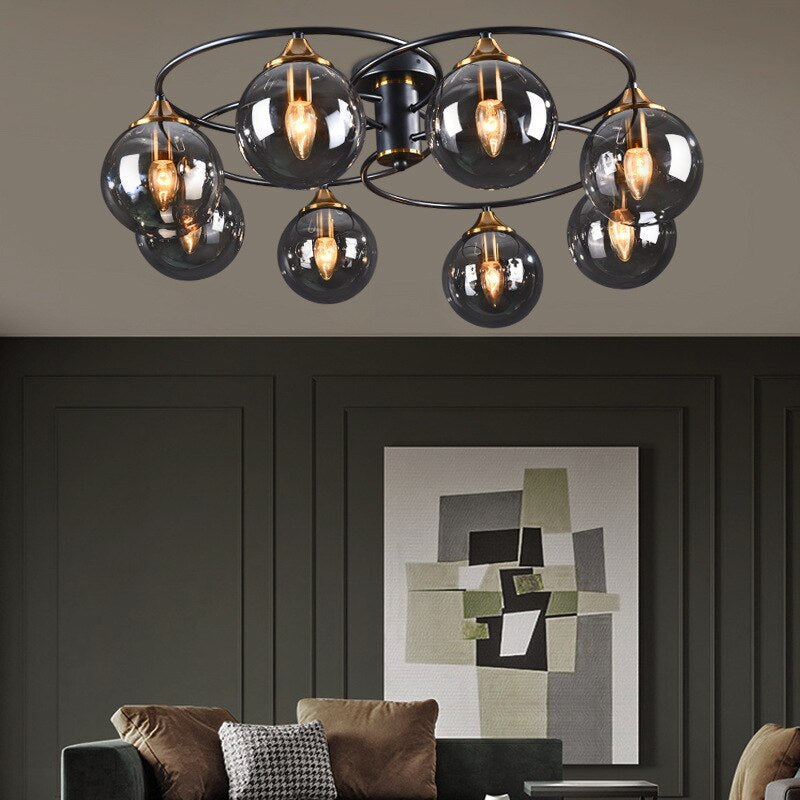 Valentina Moderno LED Sfera Plafoniera Vetro Grigio/Ambra Metallo Acrilico Sala da Pranzo