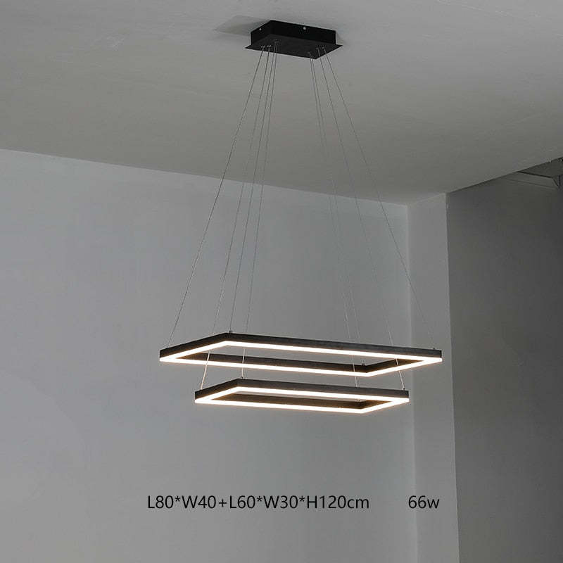 Bouvet Moderno LED Lampada a Sospensione 5 Stratificato Nera Soggiorno/Camera da Letto