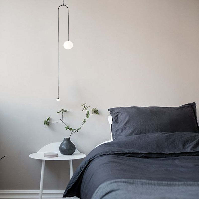 Avi Minimalista LED Lineare Lampada a Sospensione Metallo Vetro Nero Soggiorno/Camera da Letto