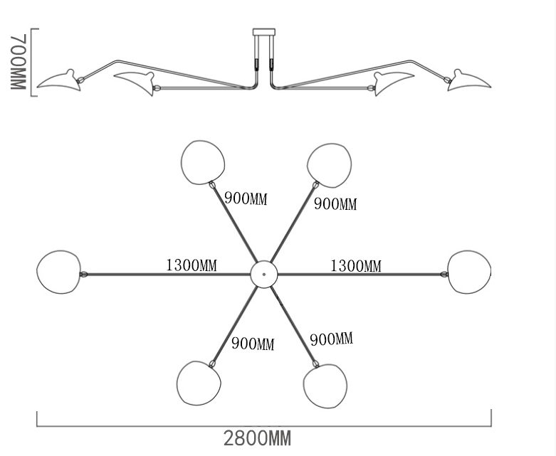 Arisha Lampada da Soffitto Industriale a Tre Bracci