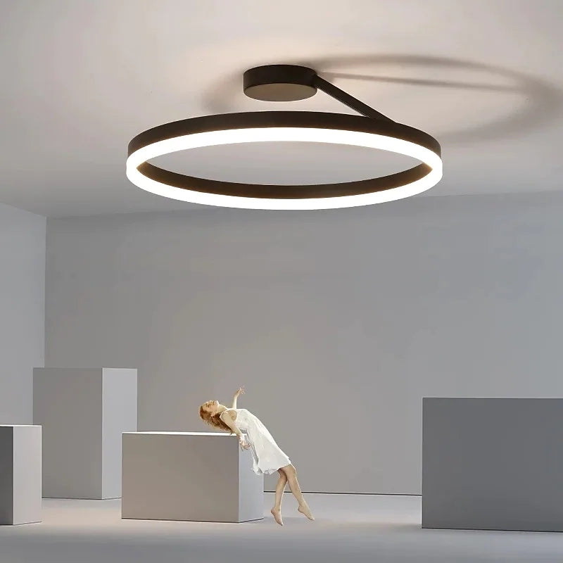 Arisha Minimalismo LED Squillo Plafoniere Bianco/Nero Metallo Soggiorno/Camera da Letto