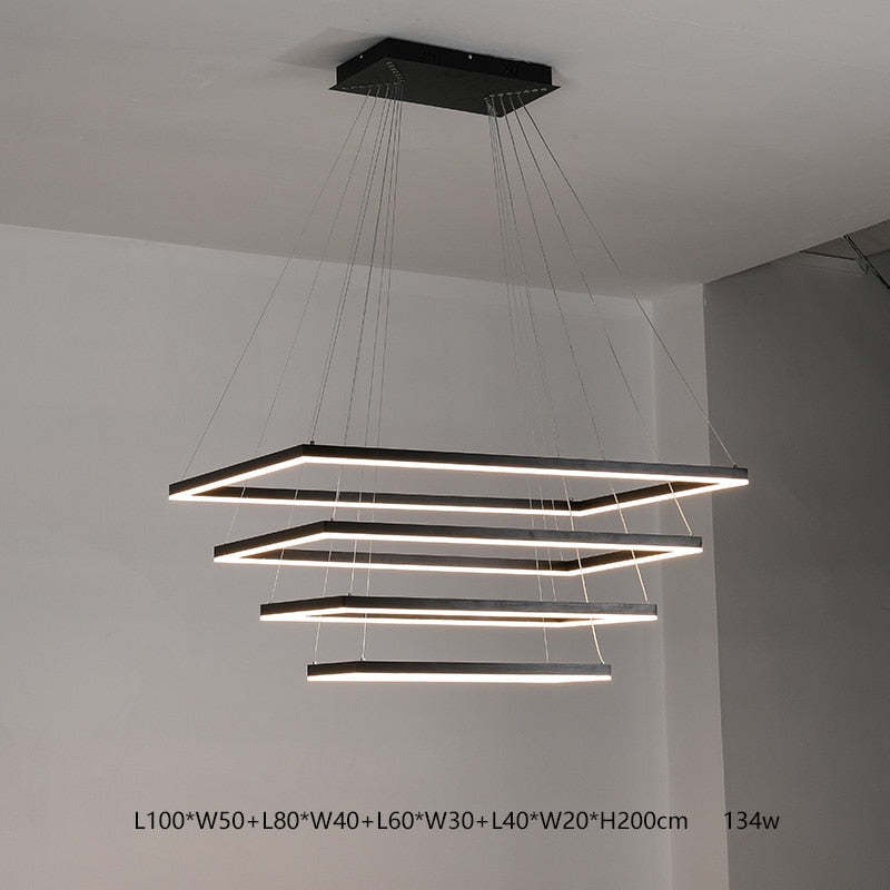 Bouvet Moderno LED Lampada a Sospensione 5 Stratificato Nera Soggiorno/Camera da Letto