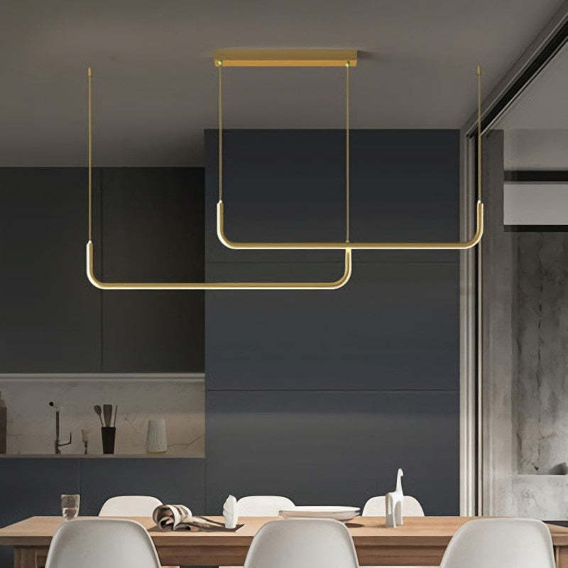 Edge Moderne LED Lampade a Sospensione Nero/Oro Lineare Doppia Cornice Soggiorno/Camera da Letto
