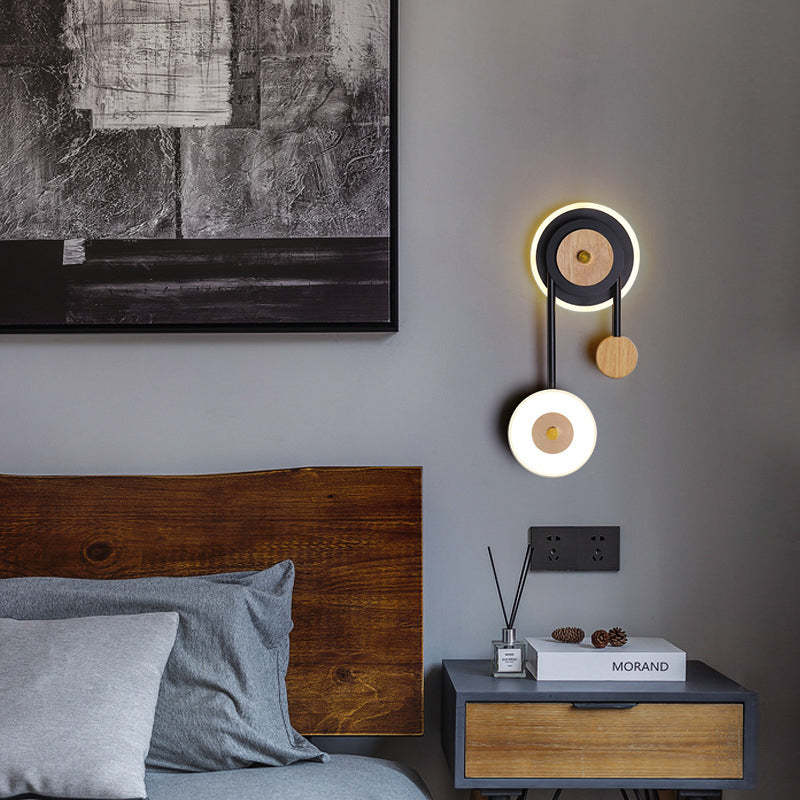 Arisha Moderno LED Girare Applique Decorativa Nero Legno Acrilico Comodino/Soggiorno/Camera da Letto