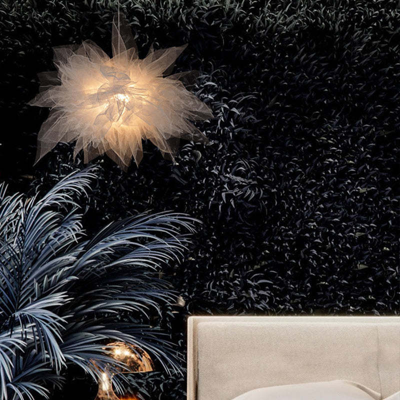 Arisha Moderna LED Lampada a Sospensione Tessuto Bianco Fiore Camera da Letto