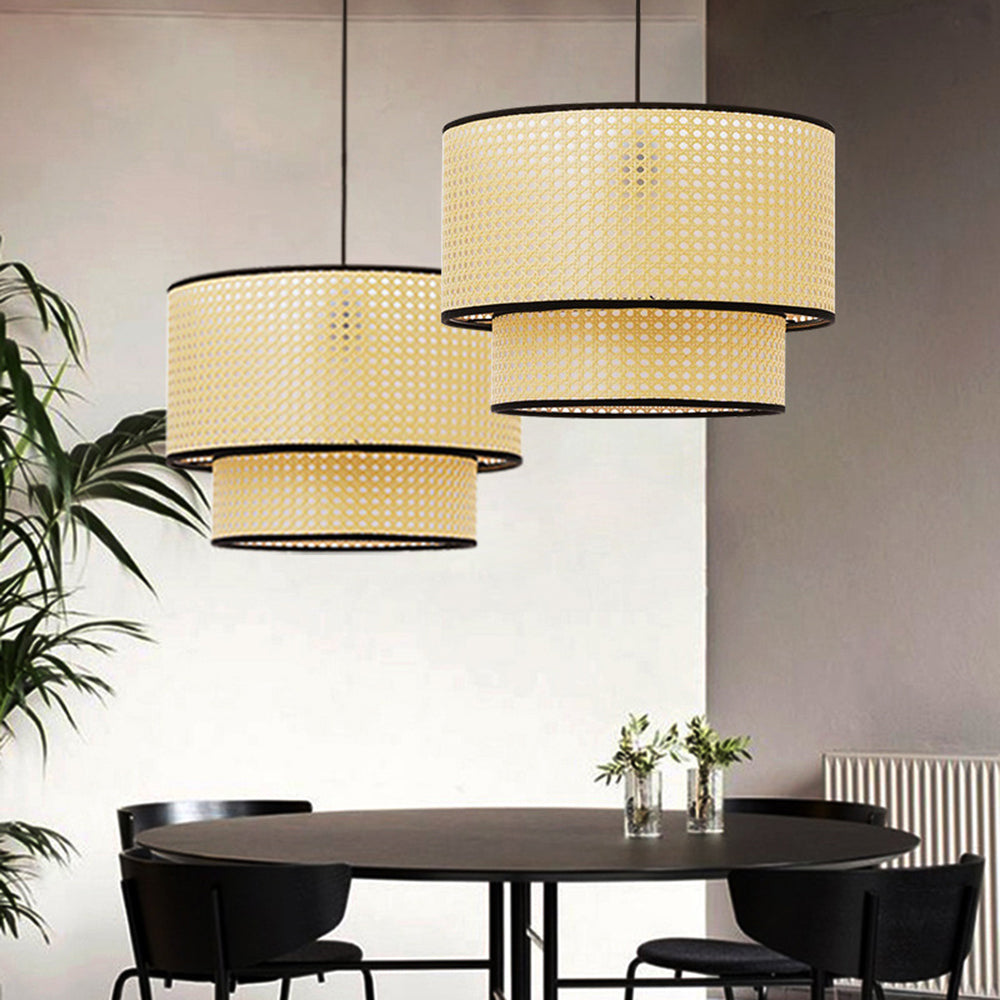 Ritta Classico LED Lampade a Sospensione Doppio-Strato Cilindrico Metallo PVC Soggiorno/Camera da Letto