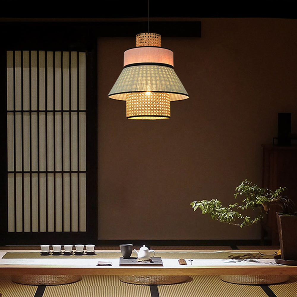Ritta Tessuto/Rattan Lampada a Sospensione Dia 40/50CM Metallo/PVC