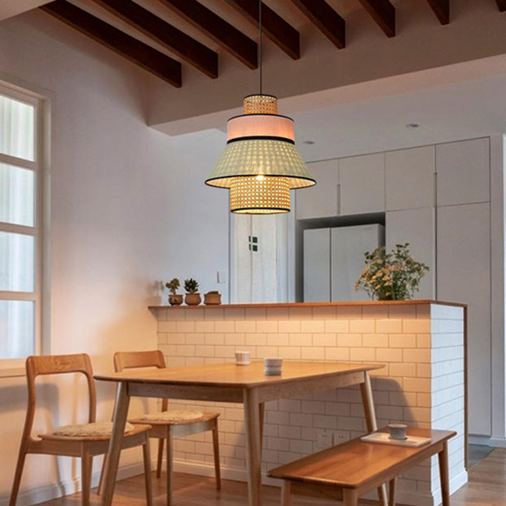 Ritta Tessuto/Rattan Lampada a Sospensione Dia 40/50CM Metallo/PVC