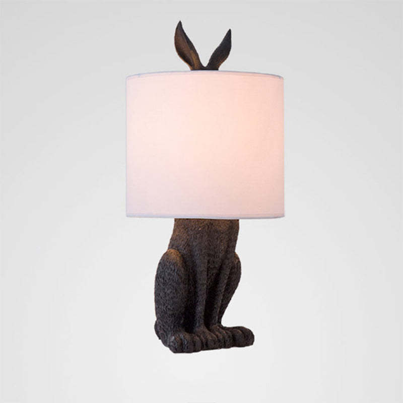 Alice Design LED Lampada da Tavolo Cilindro Coniglio Resina Nero/Bianco/Oro Camera da Letto/Soggiorno/Studio