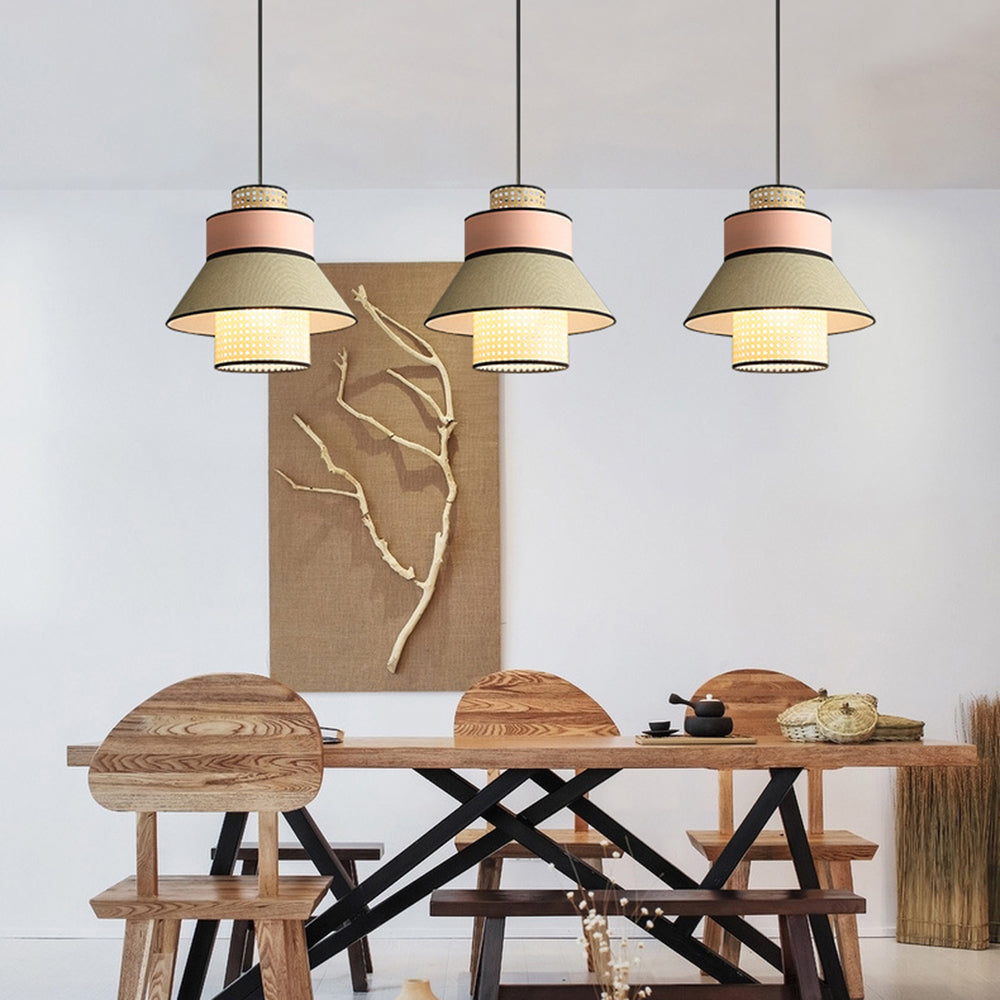Ritta Tessuto/Rattan Lampada a Sospensione Dia 40/50CM Metallo/PVC