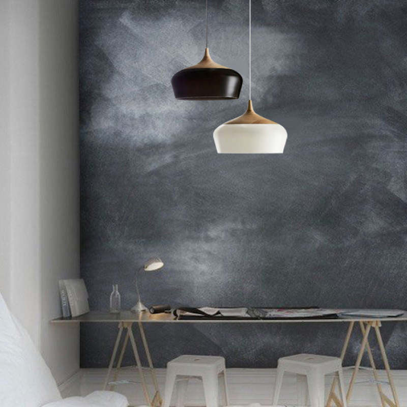 Arisha Minimalista Moderni LED Lampada a Sospensione Metallo Legno Nero/Bianco Sala da Pranzo/Soggiorno/Camera da Letto