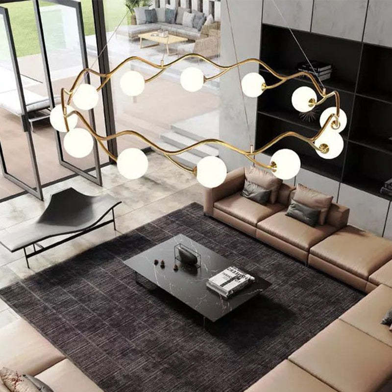 Valentina Moderno LED Elegante Lampada a Sospensione Metallo Vetro Bianco Oro Soggiorno/Camera da Letto