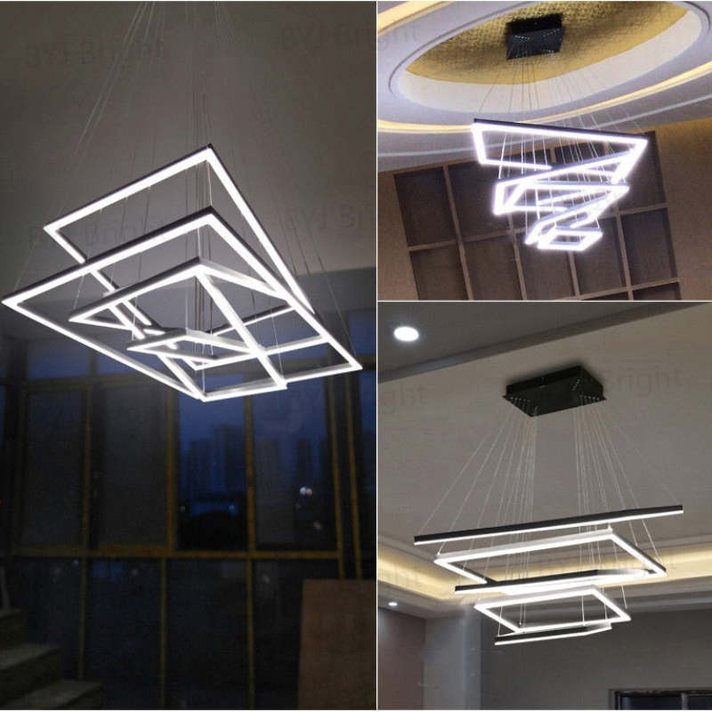Bouvet Moderno LED Lampada a Sospensione 5 Stratificato Nera Soggiorno/Camera da Letto
