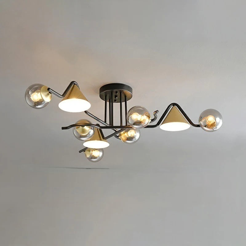 Arisha Design Metallo/Vetro Plafoniera Ambra/Grigio/Bianco Soggiorno