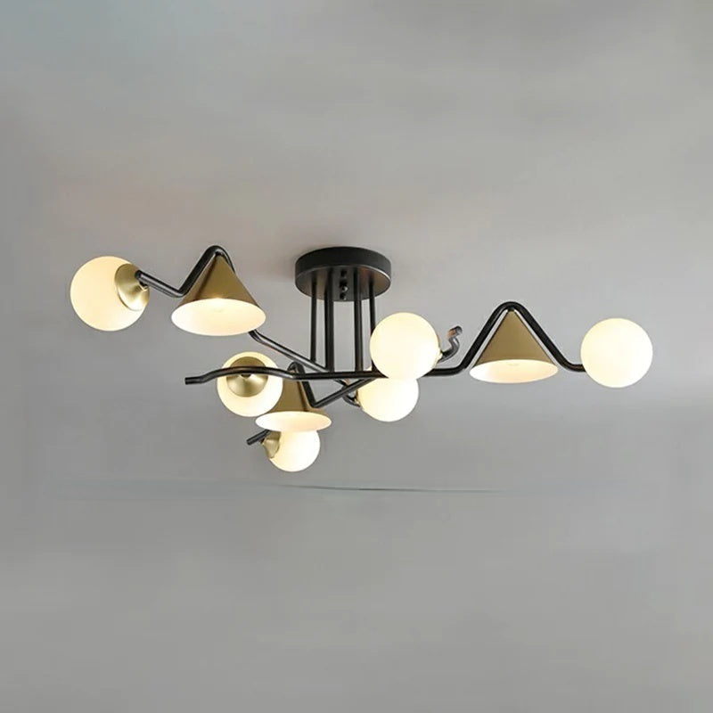 Arisha Design Metallo/Vetro Plafoniera Ambra/Grigio/Bianco Soggiorno