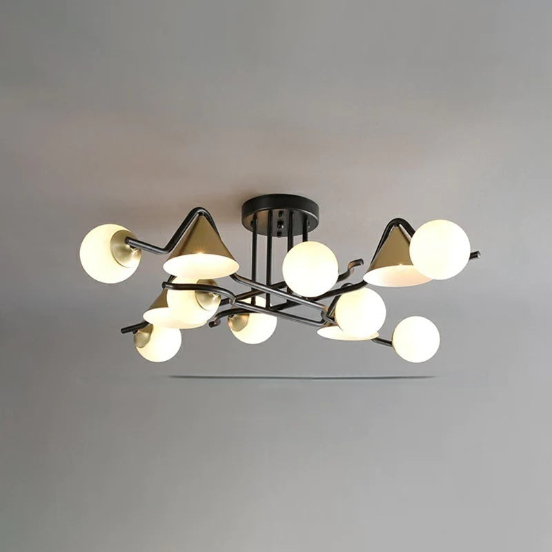 Arisha Design Metallo/Vetro Plafoniera Ambra/Grigio/Bianco Soggiorno