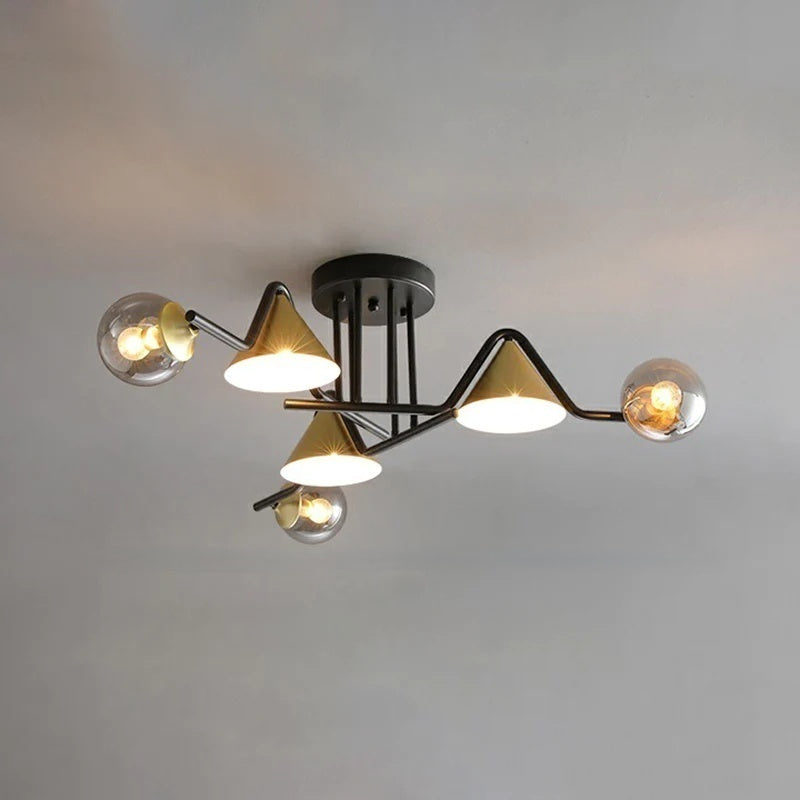 Arisha Design Metallo/Vetro Plafoniera Ambra/Grigio/Bianco Soggiorno