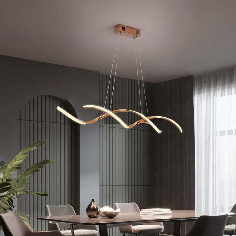 Arisha Moderno LED Spirale Lampada a Sospensione Metallo Acrilico Oro Sala da Pranzo/Soggiorno/Camera da Letto