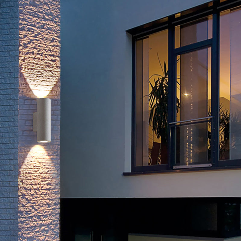 Ray Moderne LED Lampade da Esterno Cilindro Doppio Testa Cemento Nero/Bianco
