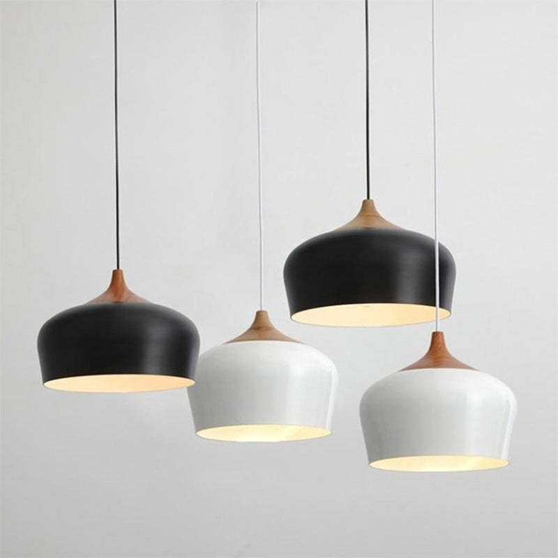 Arisha Minimalista Moderni LED Lampada a Sospensione Metallo Legno Nero/Bianco Sala da Pranzo/Soggiorno/Camera da Letto