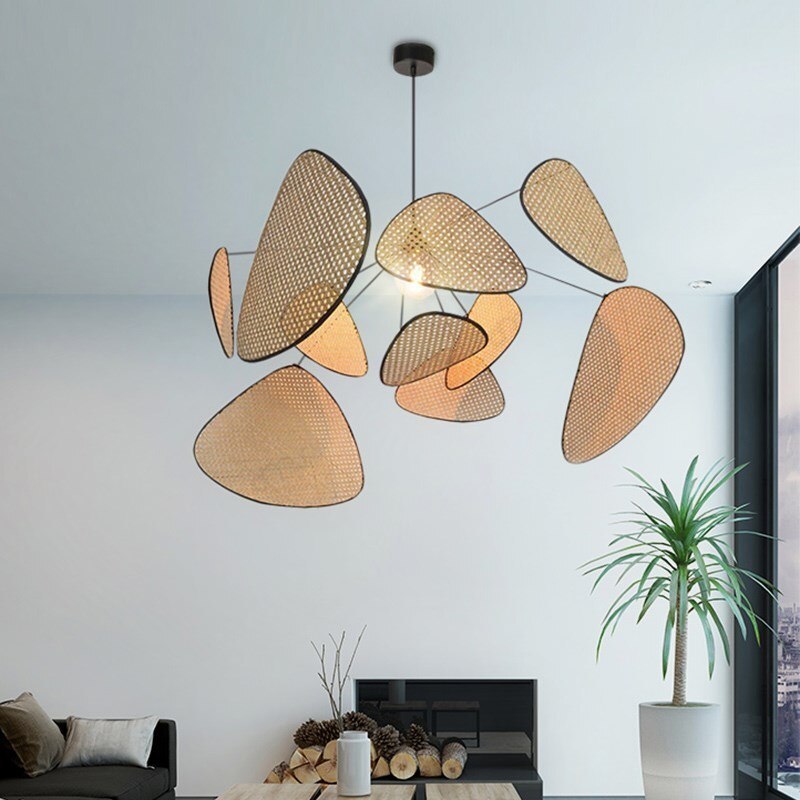 Ritta LED Lampada a Sospensione Rattan Griglia a Rame/Metallo