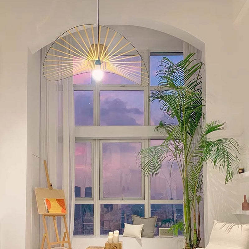 Ritta Lampade a Sospensione Tessuto Nero/Bianco/Oro/Marrone Fiore Moderne