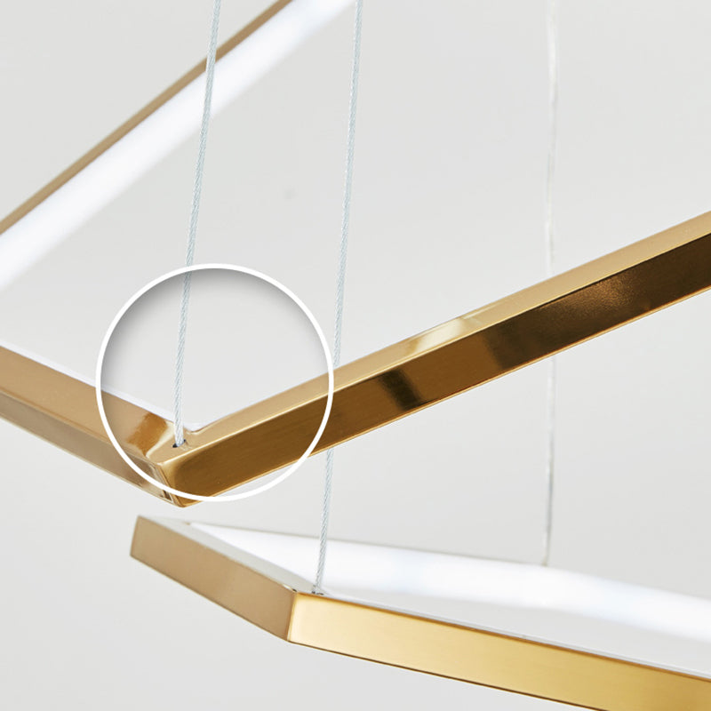 Arisha Minimalista LED Lampada a Sospensione Metallo Oro DIY Geometria Soggiorno/Camera da Letto
