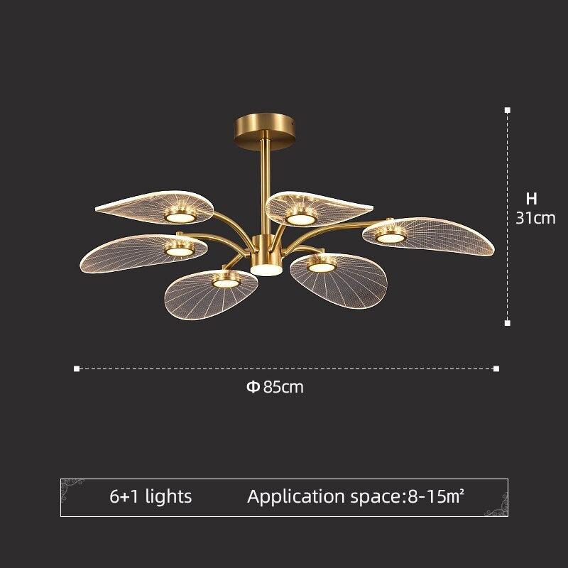 Carins Arte Deco Foglia LED Lampade a Sospensione Metallo Acrilico Oro Camera da Letto