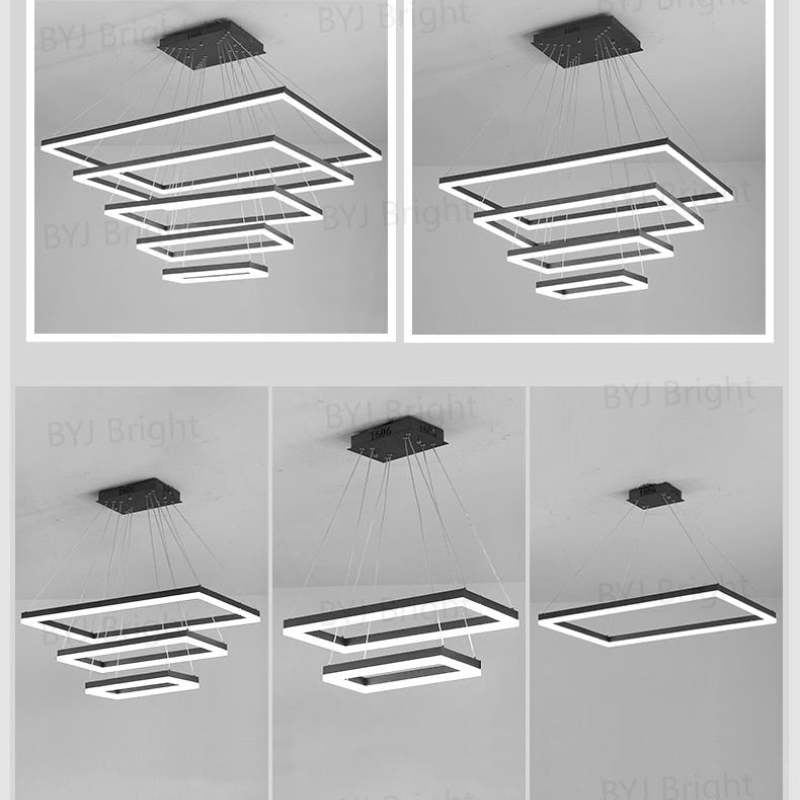 Bouvet Moderno LED Lampada a Sospensione 5 Stratificato Nera Soggiorno/Camera da Letto