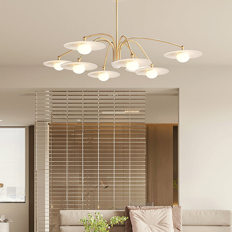 Arisha Design Mughetto LED Lampada a Sospensione Metallo Bianco/Oro Soggiorno/Camera da Letto