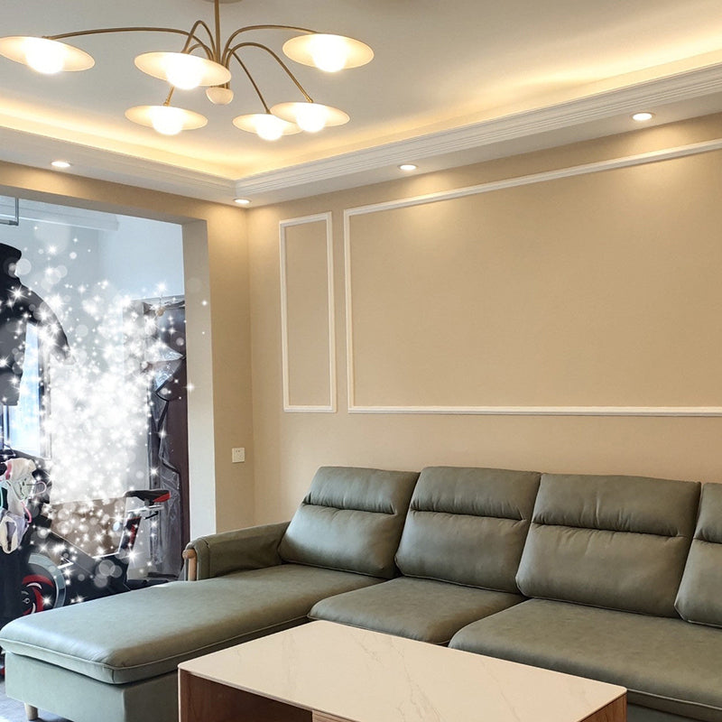 Arisha Design Mughetto LED Lampada a Sospensione Metallo Bianco/Oro Soggiorno/Camera da Letto