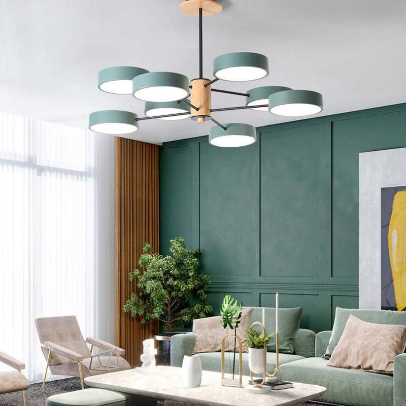 Arisha Moderna LED Design Lampada a Sospensione Metallo Legno Grigio/Verde Soggiorno/Camera da Letto