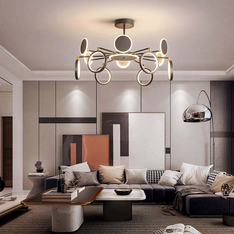 Sienna Modern LED Lampadari Geometrica Nero Metallo Acrilico Sala Studio/Soggiorno/Camera da Letto