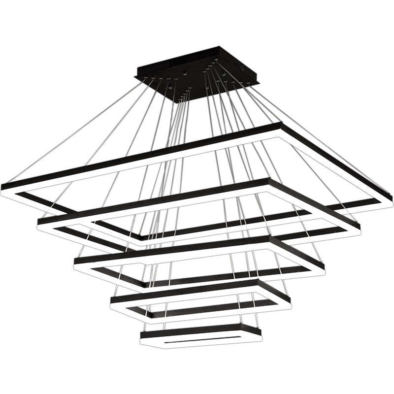 Bouvet Moderno LED Lampada a Sospensione 5 Stratificato Nera Soggiorno/Camera da Letto