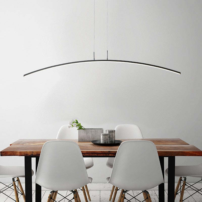 Edge Moderna LED Curvo Lineare Lampada a Sospensione Nero/Bianco Sala da Pranzo/Soggiorno/Camera da Letto