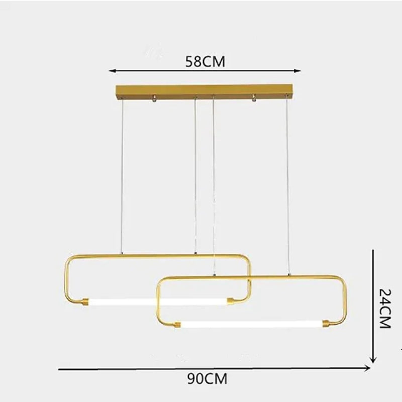 Bouvet Minimalismo LED Doppio Rettangolare Lampada a Sospensione Metallo/Acrilico Nero/Oro Soggiorno/Camera da Letto