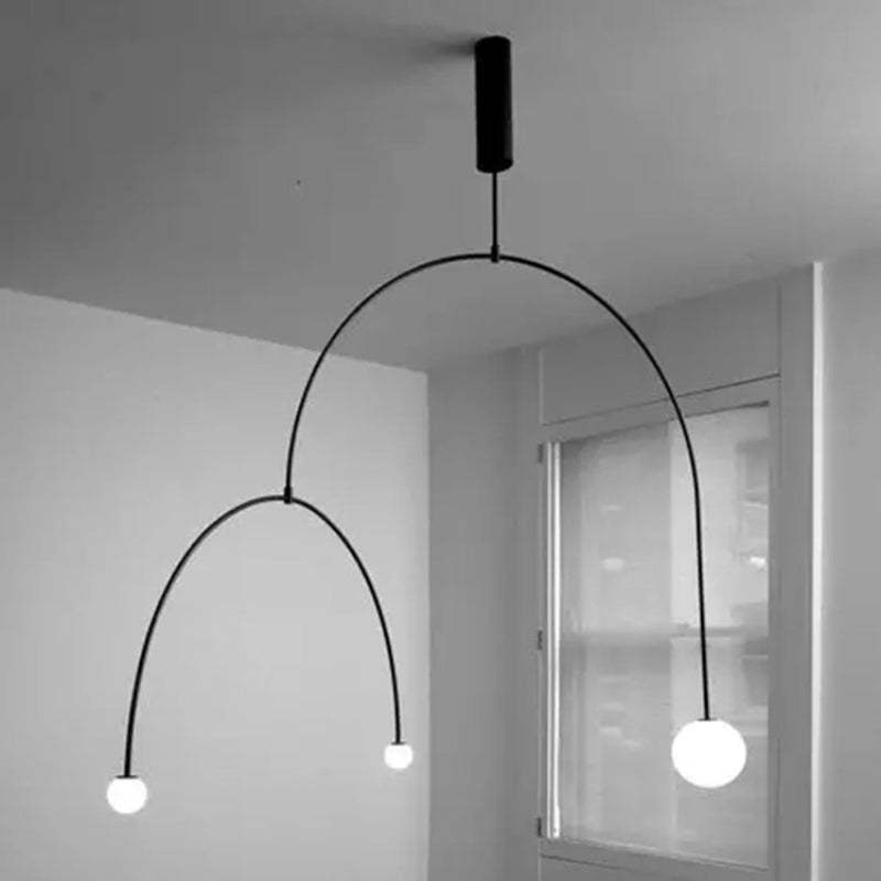 Avi Minimalista LED Lineare Lampada a Sospensione Metallo Vetro Nero Soggiorno/Camera da Letto