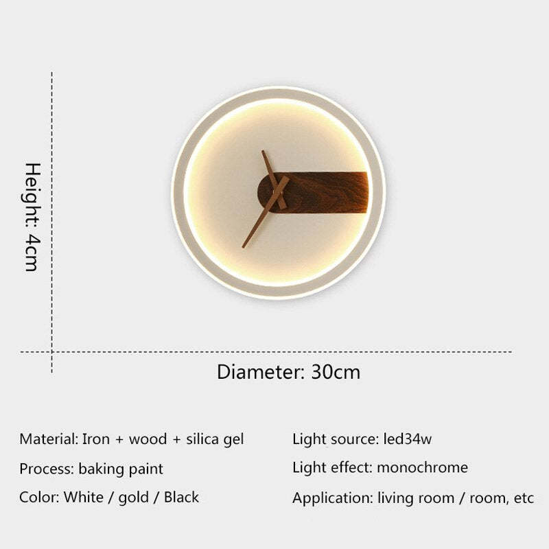 Arisha Moderna Design LED Urbano Applique 3 Colori Marrone Scuro Orologio Soggiorno/Camera da Letto