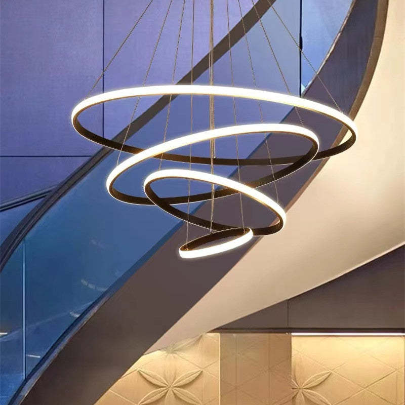 Arisha Design LED Lampada a Sospensione Metallo/Silicone Anello Moderna 2/3/4 Anelli
