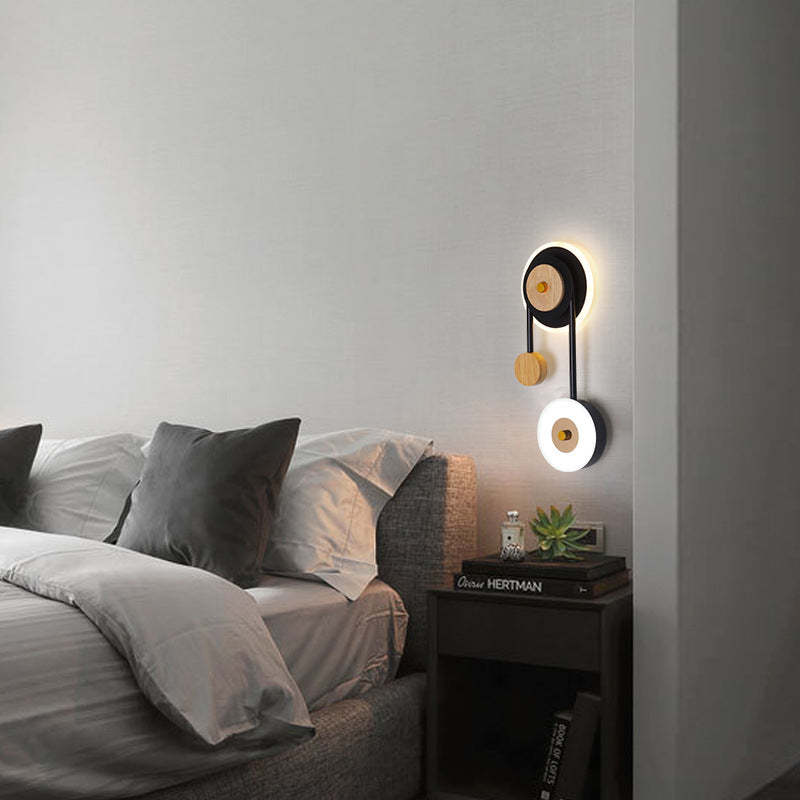 Arisha Moderno LED Girare Applique Decorativa Nero Legno Acrilico Comodino/Soggiorno/Camera da Letto