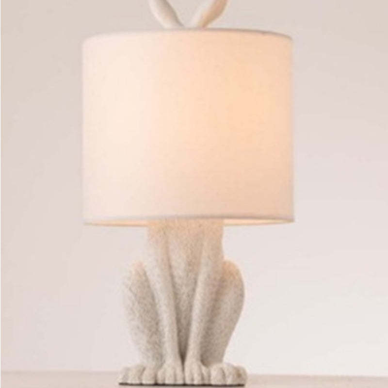 Alice Design LED Lampada da Tavolo Cilindro Coniglio Resina Nero/Bianco/Oro Camera da Letto/Soggiorno/Studio