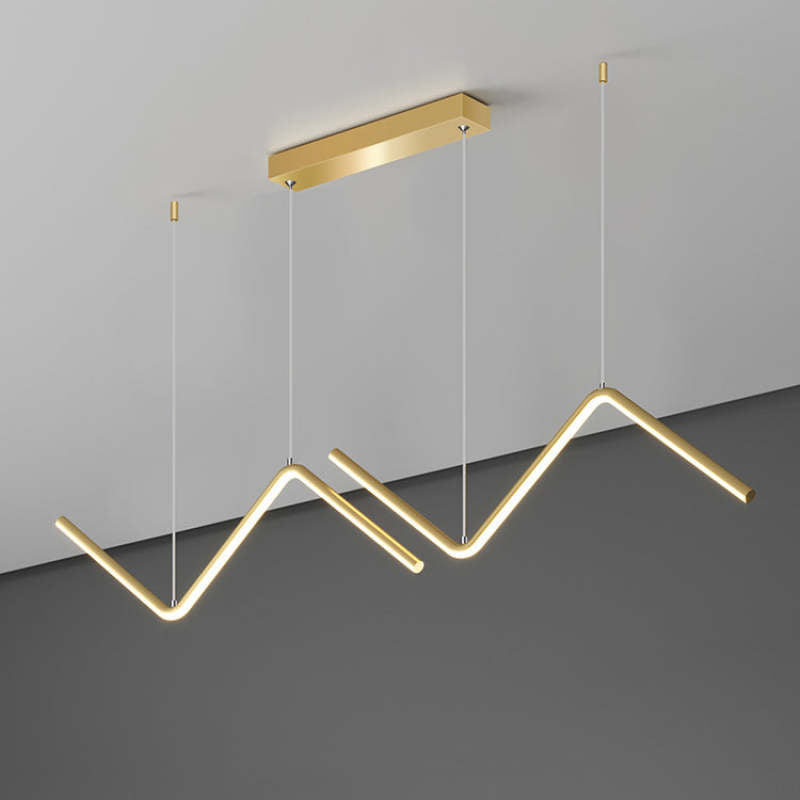 Arisha Moderne LED Lampade a Sospensione Nero/Oro Metallo Lineare Ondulato Doppio Soggiorno/Camera da Letto