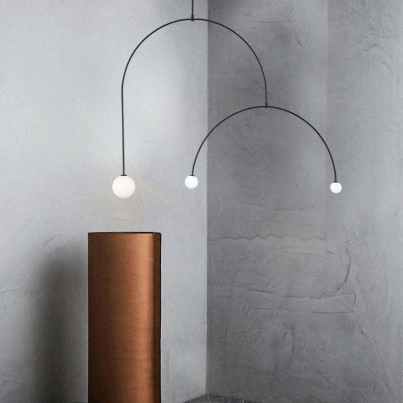 Avi Minimalista LED Lineare Lampada a Sospensione Metallo Vetro Nero Soggiorno/Camera da Letto