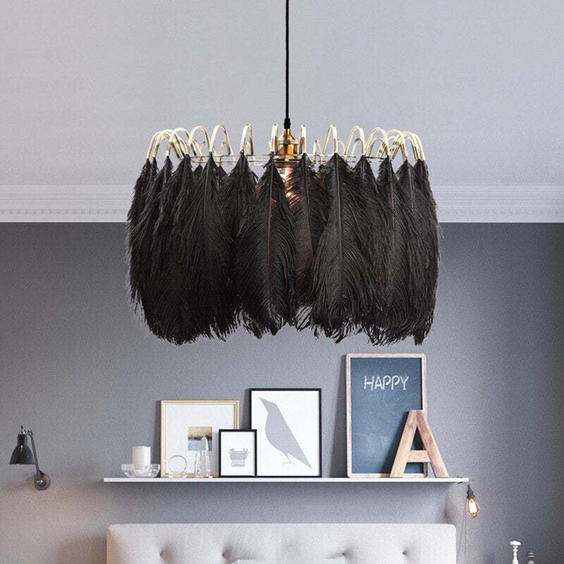O'Moore Elegante LED Lampade a Sospensione Piuma Nero/Bianco Camera da Letto/Soggiorno