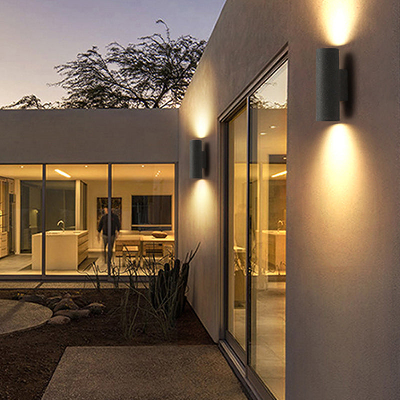 Ray Moderne LED Lampade da Esterno Cilindro Doppio Testa Cemento Nero/Bianco