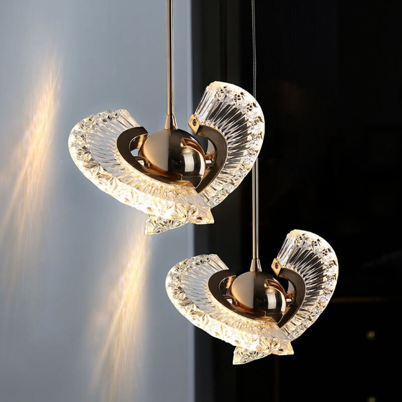 Kristy Design Lusso LED Lampada a Sospensione Metallo Acrilico Oro Soggiorno/Camera da Letto