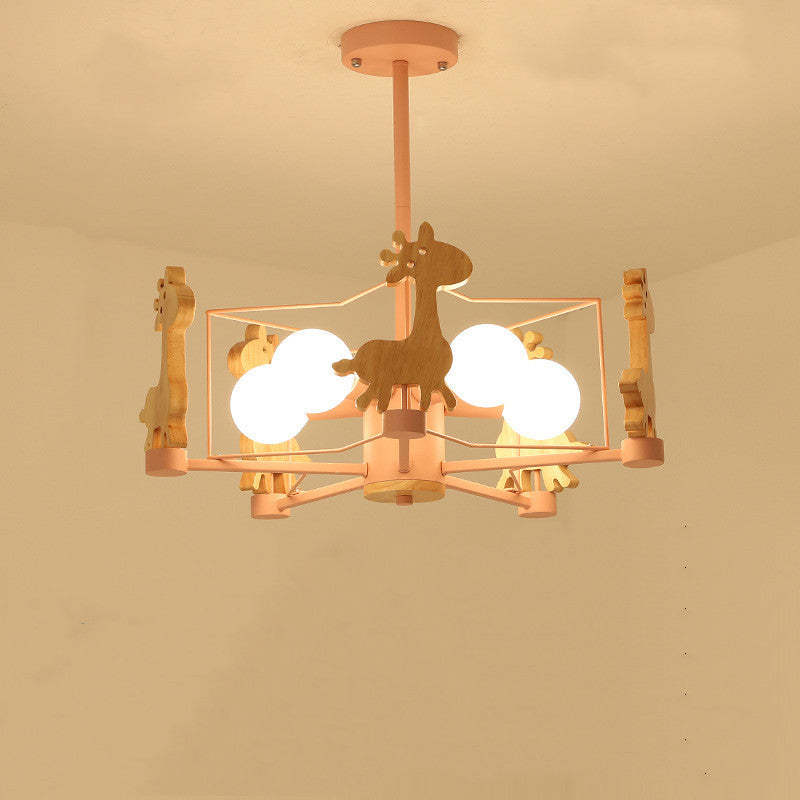 Minori Moderno LED Design Creativo Giraffe Plafoniera Legno Metallo Camera da Bambini/Camera da Letto