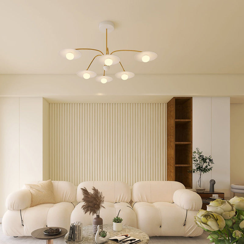 Arisha Design Mughetto LED Lampada a Sospensione Metallo Bianco/Oro Soggiorno/Camera da Letto