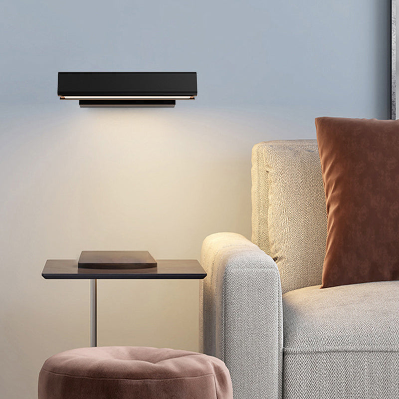 Arisha Moderno LED Rettangolare Girevole Applique Metallo Nero/Bianco Soggiorno/Camera da Letto
